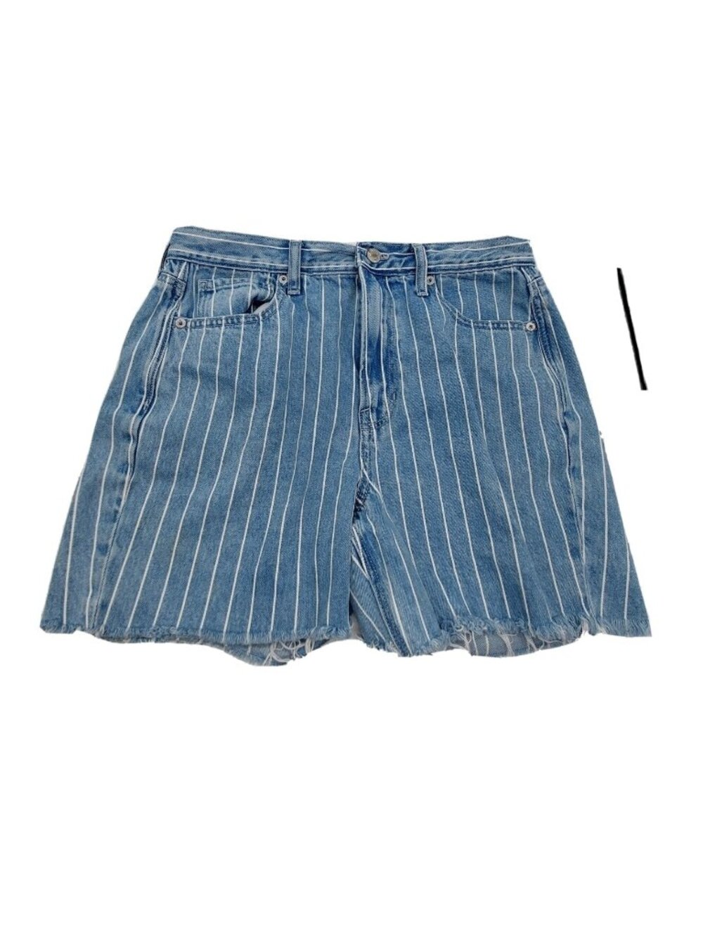 American Eagle Womens Mom Jean Shorts Size 8 Blue White Stripe Hi Rise